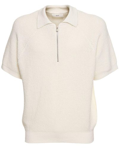 DUNST Collared Half-zip Knit Polo - White