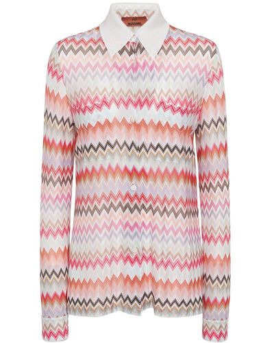 Missoni Chemise en lurex et coton à motif zig zag - Rose