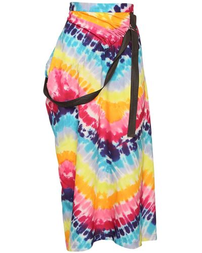 KENZO Tie Dye Printed Satin Wrap Midi Skirt - Multicolor