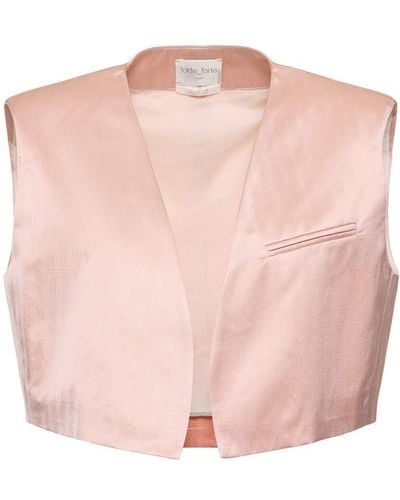 Forte Forte Chic Herringbone Tailored Vest - Pink