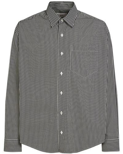 Ami Paris Striped Cotton Boxy Fit Shirt - Gray