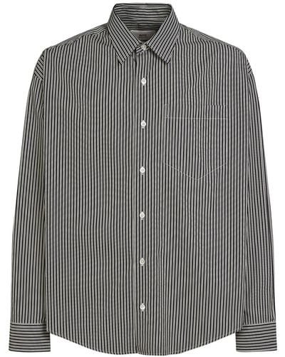 Ami Paris Striped Cotton Boxy Fit Shirt - Grey