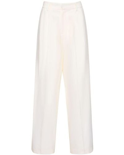 GIUSEPPE DI MORABITO Twisted Light Wool Double Wide Trousers - White