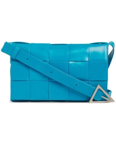 Bottega Veneta Cassette Leather Crossbody Bag - Blue