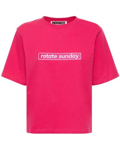 ROTATE BIRGER CHRISTENSEN T-shirt En Coton Biologique À Logo Aster - Rose