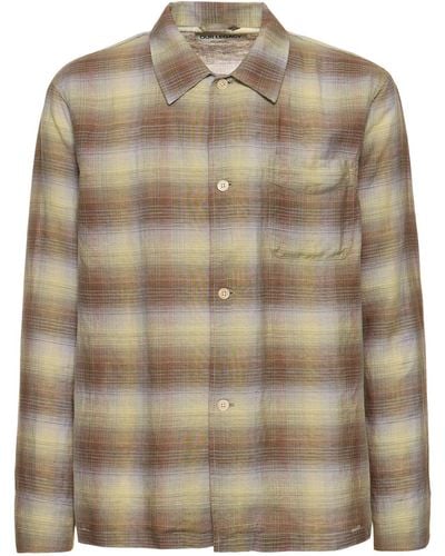 Our Legacy Check Print Linen & Cotton Boxy Shirt - Brown