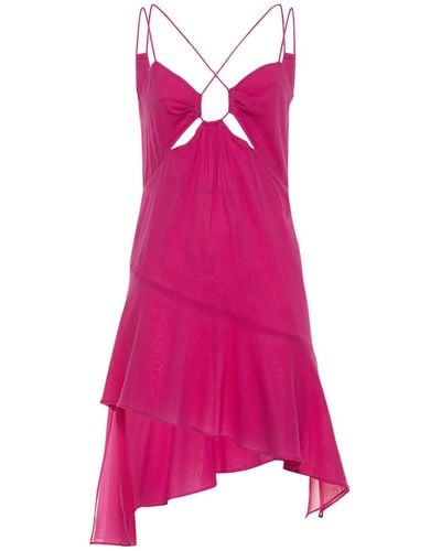 ANDAMANE Layla Stretch Silk Georgette Mini Dress - Pink