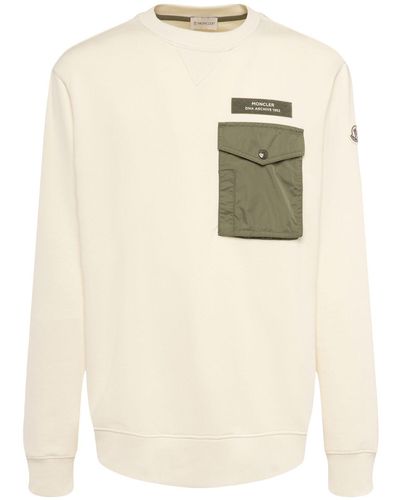 Moncler Cotton blend sweatshirt w/ pocket - Neutre
