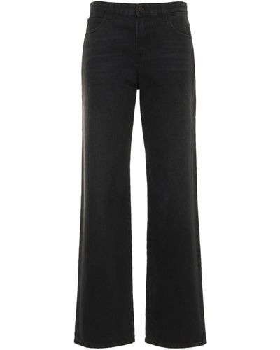 The Row Eglitta Wide Cotton Denim Mid Rise Jeans - Black