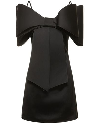 Mach & Mach Le Cadeau Bow Organza Mini Dress - Black