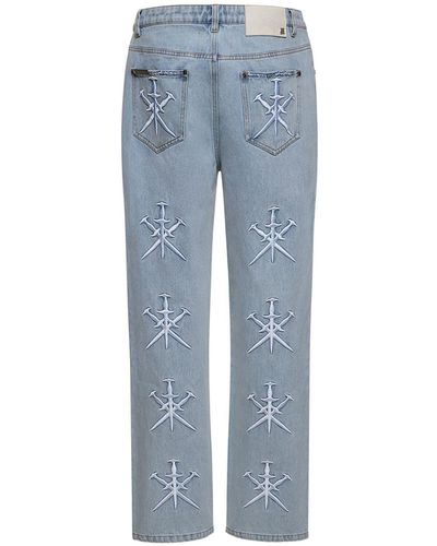 Made To Order Embroidered Monogram Baggy Denim Pants - Men - Ready