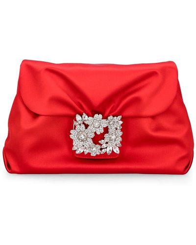 Roger Vivier Lvr Exclusive Mini Rv Bouquet Satin Bag - Red