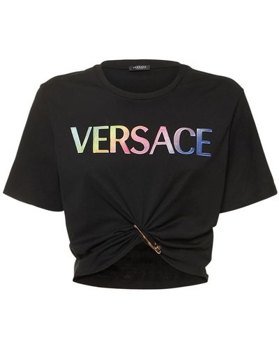 Versace コットンクロップドtシャツ - ブラック