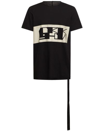 Rick Owens T-shirt level t in cotone con stampa - Nero