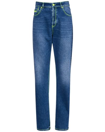 MSGM Jeans Aus Baumwolldenim In Kontrastfarbe - Blau