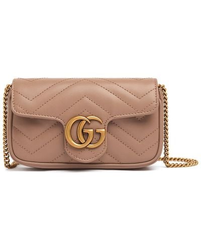 Gucci Supermini gg Marmont Leather Bag - Gray