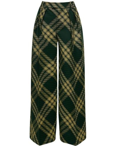 Burberry Pantaloni larghi in maglia check - Verde