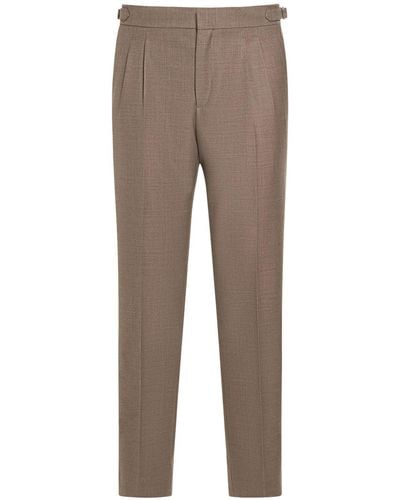 Loro Piana Pantaloni in lana / pinces e fibbie - Grigio