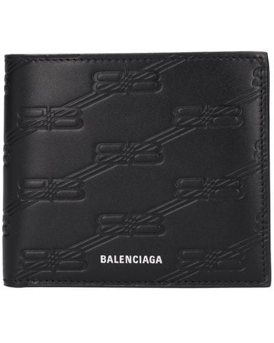 Balenciaga Bb Embossed Leather Wallet - Black