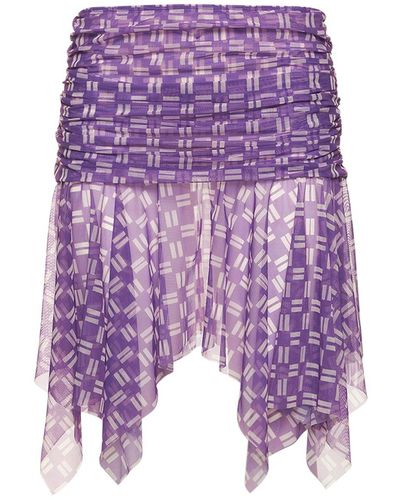 GIMAGUAS Disco Printed Sheer Mini Skirt - Purple