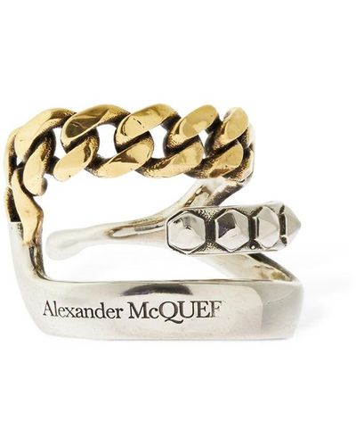 Alexander McQueen Ear Cuff Con Logo Para Oreja Izquierda - Metálico