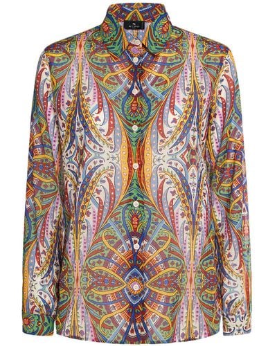 Etro Printed Cotton Long Sleeve Shirt - Multicolor