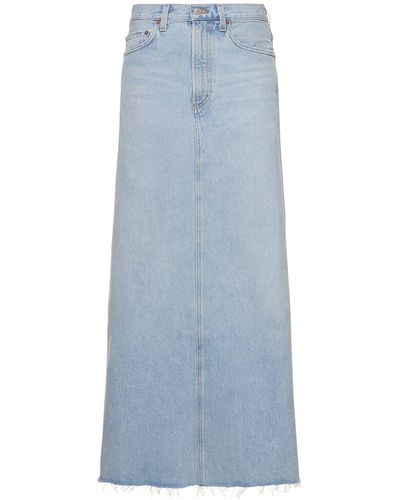 Agolde Hilla Denim Cotton Long Skirt - Blue