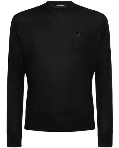 DSquared² Suéter de lana virgen con logo - Negro