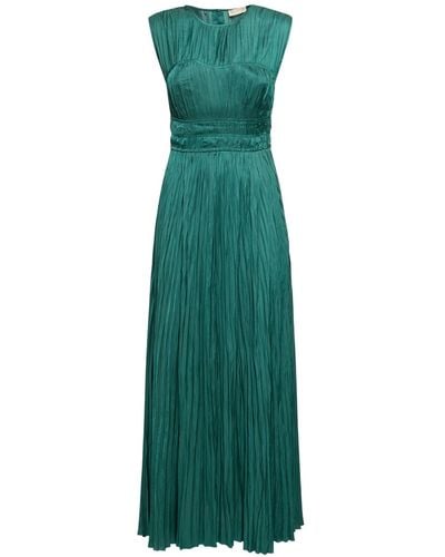 Ulla Johnson Delia Pleated Satin Long Gown - Green