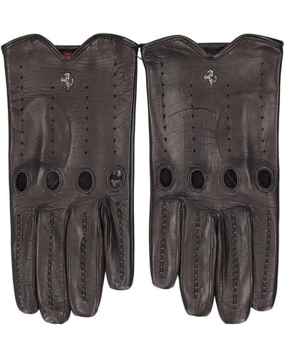 Ferrari Logo Leather Heritage Gloves - Black