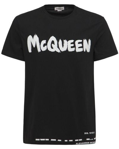 Alexander McQueen Logo Printed Cotton Jersey T-Shirt - Black