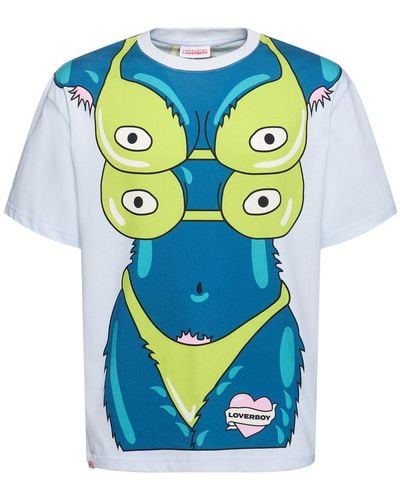 Charles Jeffrey T-shirt in jersey di cotone stampato - Blu