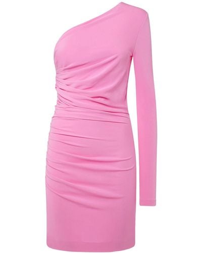 DSquared² Draped One Shoulder Jersey Mini Dress - Pink