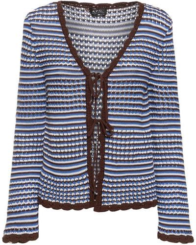 A.P.C. Manae Cotton Knit Cardigan - Blue