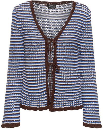 A.P.C. Cardigan manae in maglia di cotone - Blu