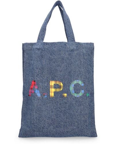 A.P.C. Mini Lou Anses Canvas Tote Bag - Blue