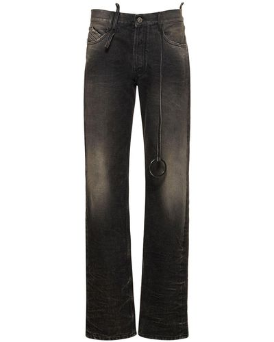 The Attico Denim Straight Jeans W/ Ring Detail - Black