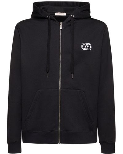 Valentino Hoodie Aus Fleece Mit Logo - Schwarz