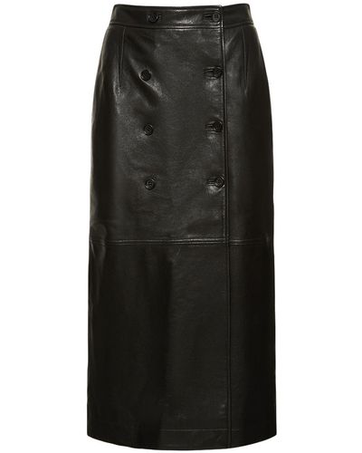 Alberta Ferretti Jupe midi en cuir - Noir