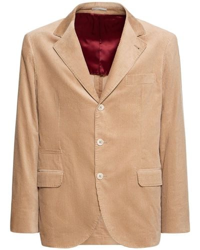 Brunello Cucinelli Velvet Corduroy Suit Jacket - Brown