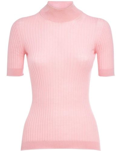 Versace Kurzärmeliger Sweater Aus Wollstrick - Pink