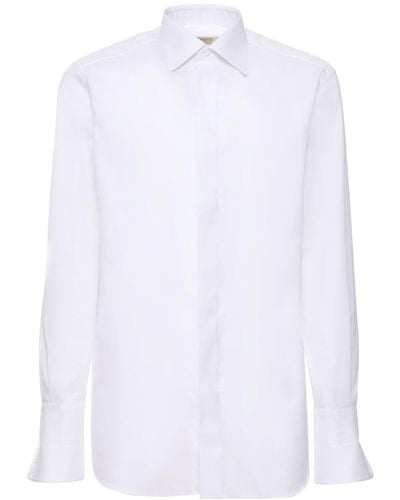 Brioni Cotton Twill Formal Shirt - White