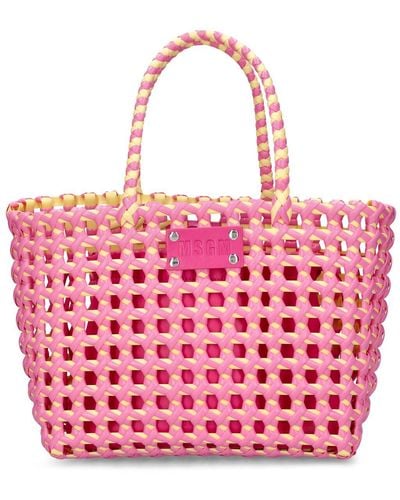 MSGM Small Waved Bucket Bag - Pink