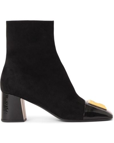 Balmain 75Mm Edna Suede Ankle Boots - Black
