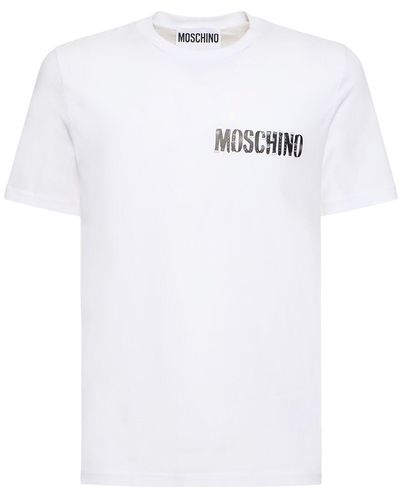 Moschino T-shirt Aus Bio-baumwolljersey Mit Druck - Weiß