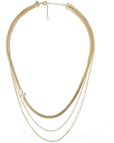 Tory Burch Kira Faux Pearl Layered Necklace - Metallic