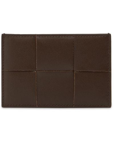 Bottega Veneta Cassette Leather Credit Card Case - Brown