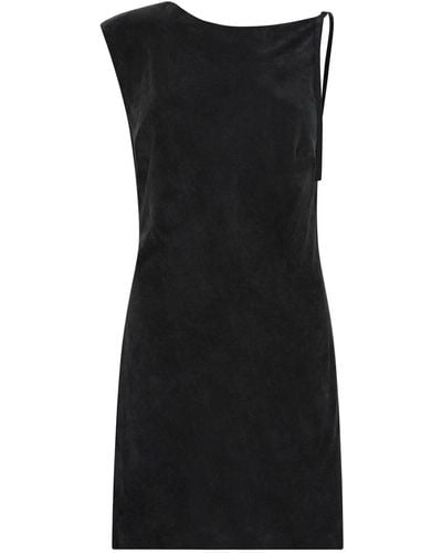 St. Agni Sophia Draped Lyocell Mini Dress - Black