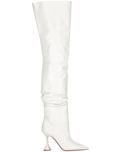 AMINA MUADDI 95mm Olivia Leather Over-the-knee Boots - White
