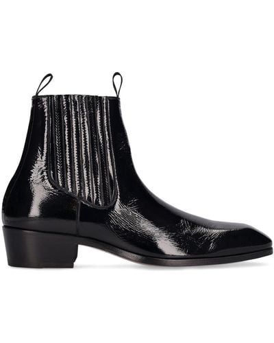 Tom Ford 40Mm Crackle Leather Ankle Boots - Black